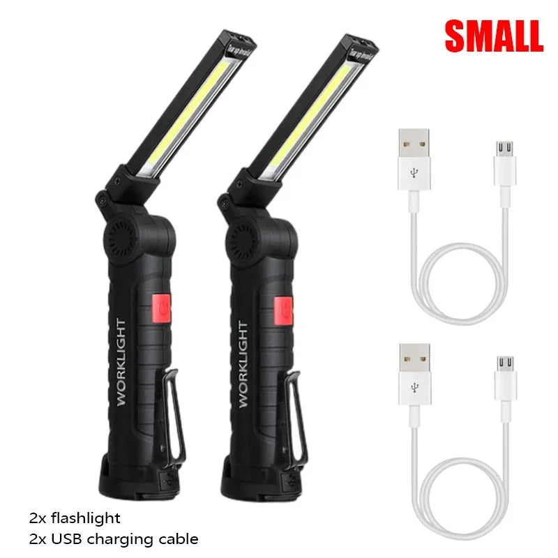 Portable COB LED Flashlight – USB Rechargeable Magnetic Work & Camping Lantern